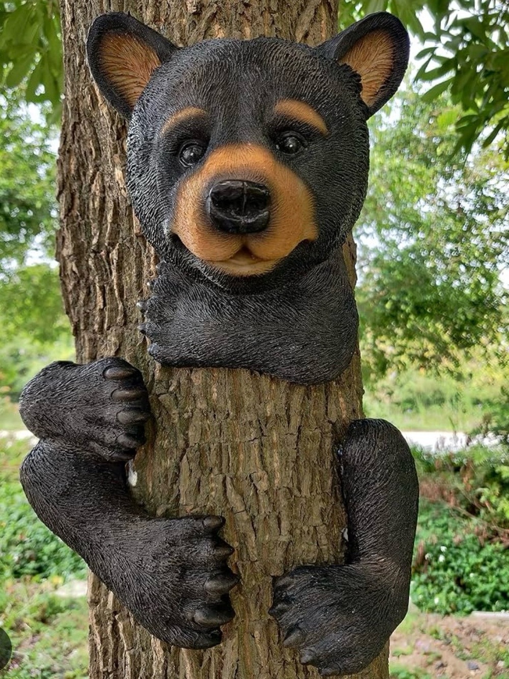 NIB Set of 2 Decorative Black Bear Tree Hugger Outdoor Garden Yard Decor